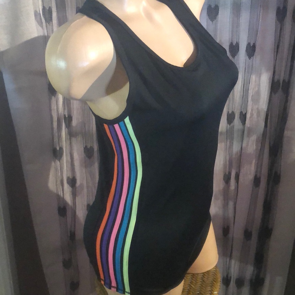 Neon rainbow athletic workout tank top fitted M